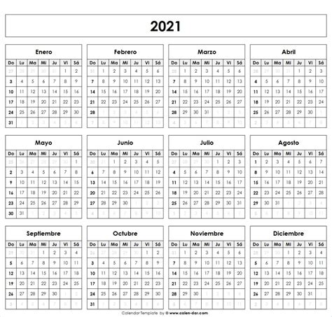 Calendario 2021 Para Imprimir Por Meses