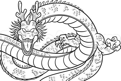 How to Draw Shenron From Dragon Ball Z, Step by Step, Dragon Ball Z