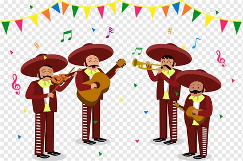 Cuatro Músicos Ilustración De Mariachi Mexicanos Banda Tocando