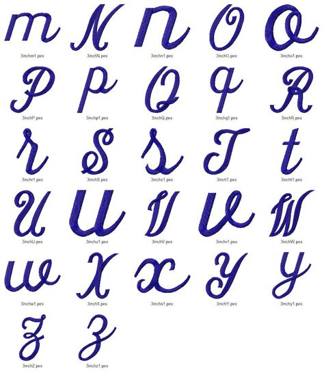 Simple Script Machine Embroidery Font Alphabet 3 Sizes Etsy