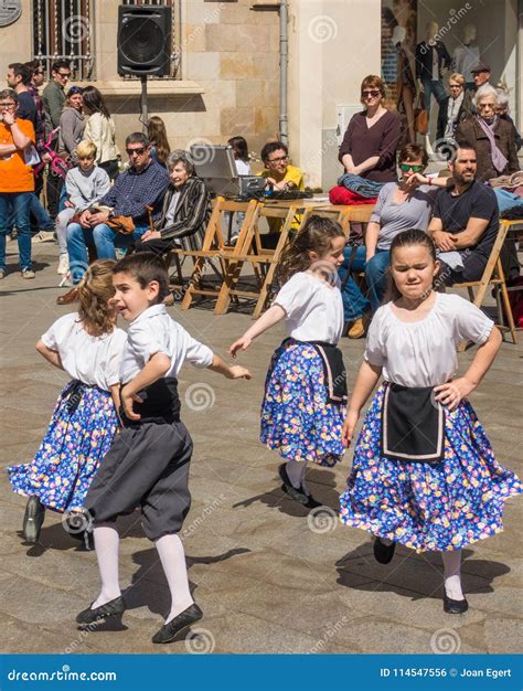 Catalan Children Traditional Dancing Festival Editorial Photo Image