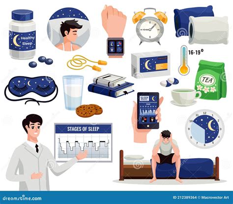Healthy Sleep Flat Set Stock Vector Illustration Of Hygiene 212389364