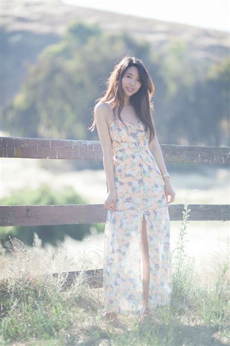 Ally Gong Ed Tran Summer Orchard Field Natural Golden Outfit Style Fashion Ally Gong Asian Girl