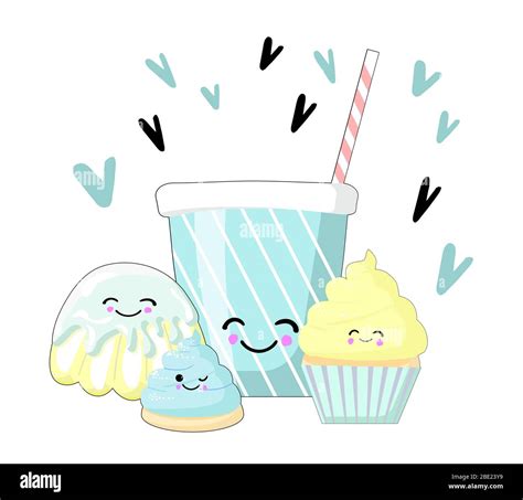 Sweet Dessert Cartoon Style Vector Icons Set Of Sweet Dishes