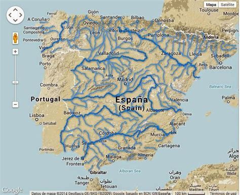 Mapa Rios Y Afluentes España Sitausi