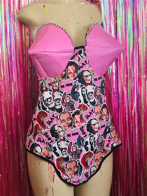 pink vinyl corset and panties set poltergeists and paramours
