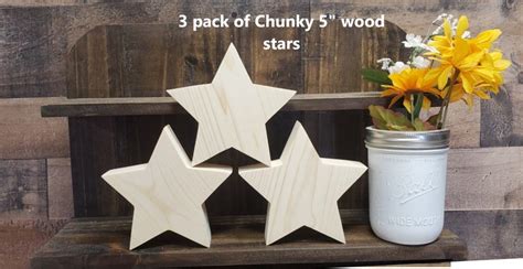 Chunky 5 Unfinished Wood Star For Crafts Five Inch Etsy