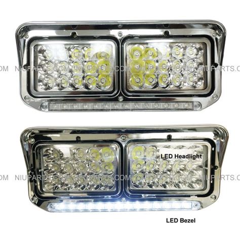 Led Headlight With Bezel And 12 Clearwhite Led Light Strip Chrome