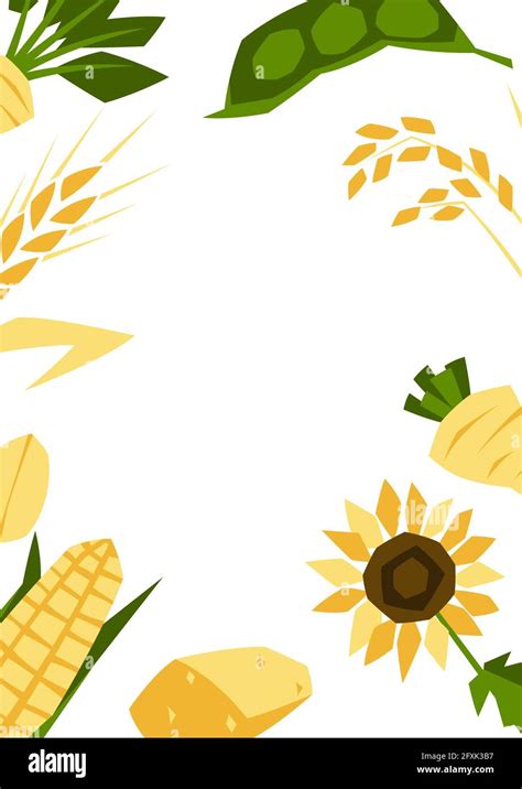 Background With Agricultural Crops Harvesting Stylized Illustration