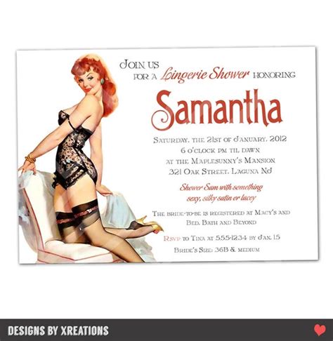 Items Similar To Sexy Pin Up Girl Lingerie Theme Invitation I Will