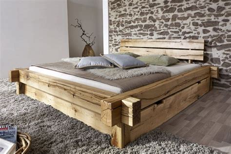 Schlafzimmer bett aus eiche massivholz polsterkopfteil in grau stoff. Mit Bett Massivholz Stauraum Weis Betten 200X200 von ...