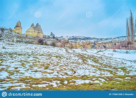 Winter In Cappadocia Turkey Stock Photo Image Of Field Chimney