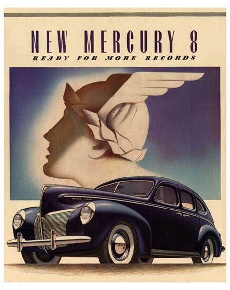Art Deco Postercarnew Mercury 81940 Ford Mercury 8 Art Deco Car