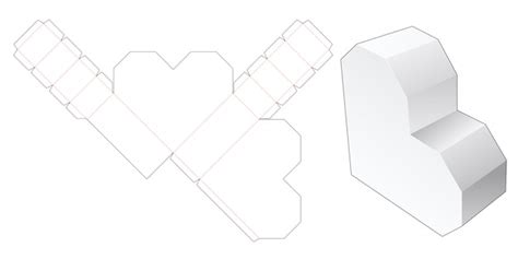 Heart Shaped Box Die Cut Template Premium Vector