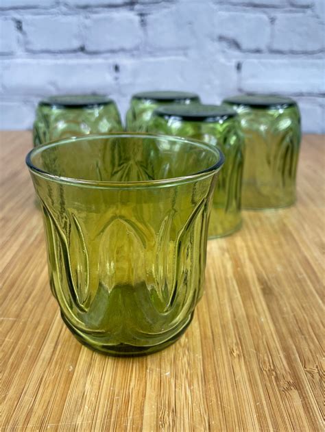 Vintage Libby Green Juice Glasses Etsy