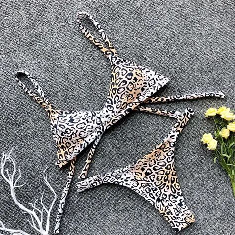Micro Thong Bikinis 2019 Mujer Bathing Suit Leopard Print Swimwear Women Sexy Swimsuit Push Up