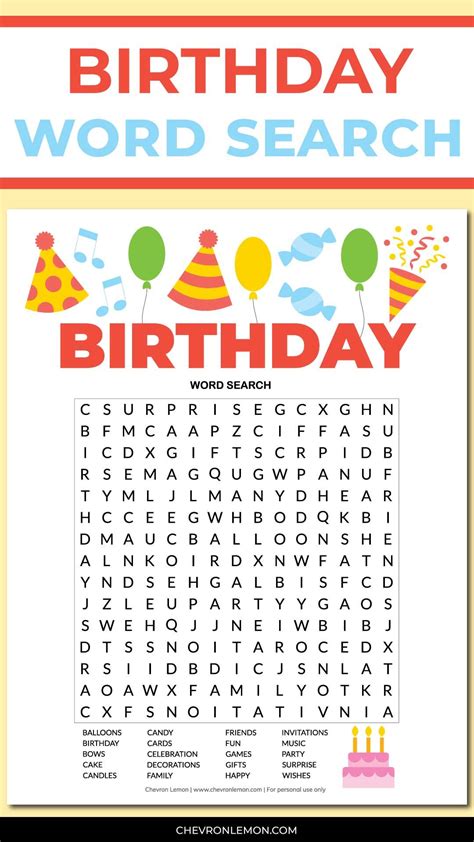 Free Printable Birthday Word Search In 2022 Birthday Words Birthday Games For Adults