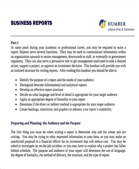 Business Report Samples Master Of Template Document