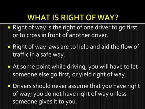 Ppt Situations That Require A Driver To Yield Right Of Way Powerpoint