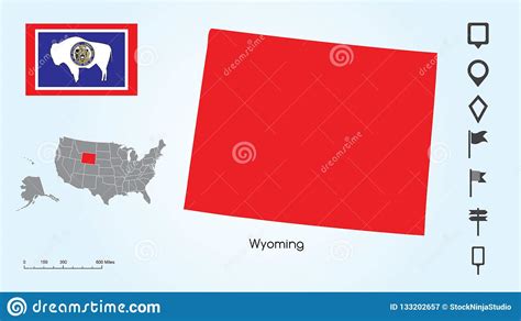 Map Of The United States With The Selected State Of Wyoming And Wyoming