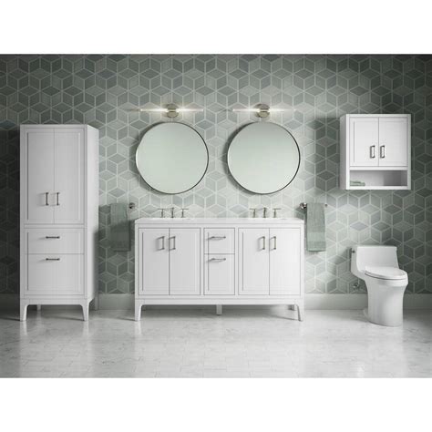 Kohler Seer 60 In W X 18 In D X 36 In H Double Sink Freestanding Bath Vanity In White With