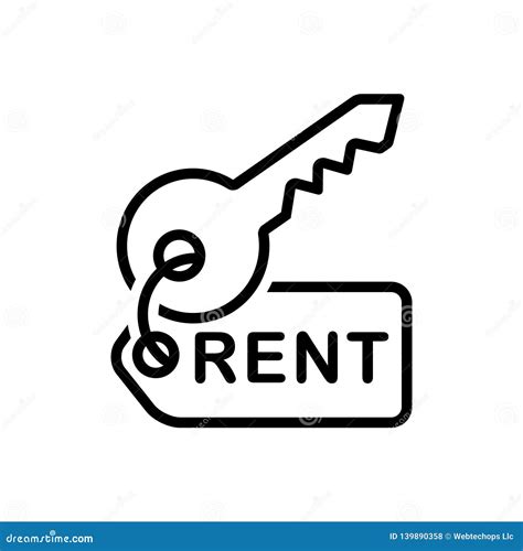 Black Line Icon For Rent Key And Leasing Stock Vector Illustration
