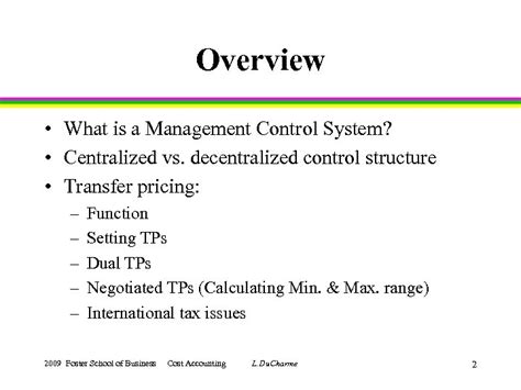 Management Control Systems Transfer Pricing And Multinational