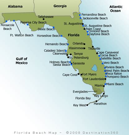 Florida Beaches Map Florida Beach Map