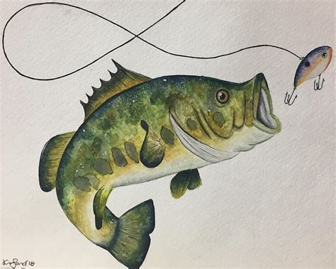 8x10 Largemouth Bass Watercolor Ifttt2ezn9c0 Animal Art