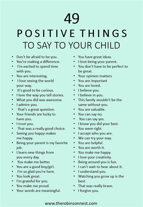 49 Positive Things To Say To Your Child In 2021 Positivity Words Of