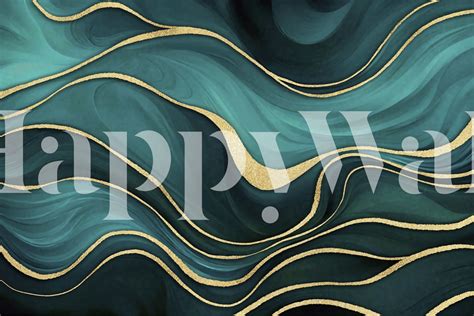 Luxury Marble Teal Turquoise With Gold Wallpaper Free Shipping