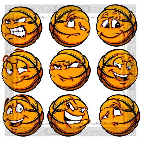 Cartoon Basketball Vector Clipart Balls With Faces