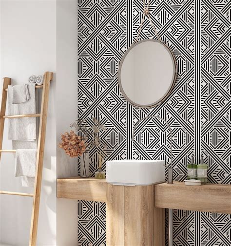 Incredible Geometric Bathroom Wallpaper References