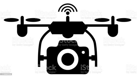 Drone Vektor Dengan Kamera Dan Ikon Wifi Vektor Drone Quadcopter