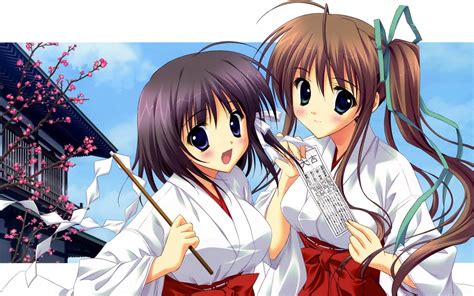 Two Female Anime Characters In White Dresses Hd Wallpaper Wallpaper Flare