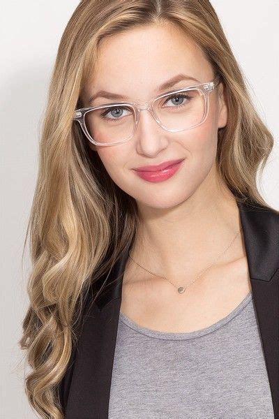 pacific rectangle clear frame eyeglasses eyebuydirect blonde with