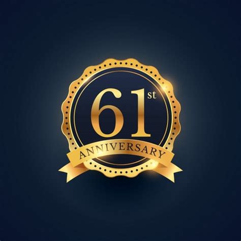 Golden Badge For The 61st Anniversary Vector Free Download