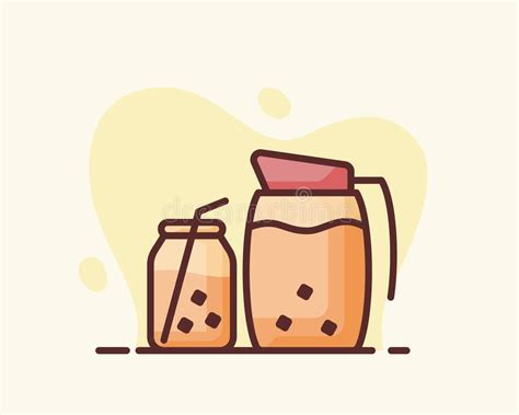 Cold Brew Coffee In Glass Jug With Flat Style Stock Vector