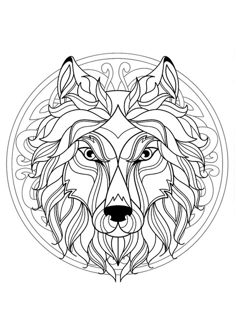 These wolf coloring pages activity will not only interest them to color, but will also help them know the facts associated with various animals. Mandala with beautiful Wolf head and interlaced patterns ...