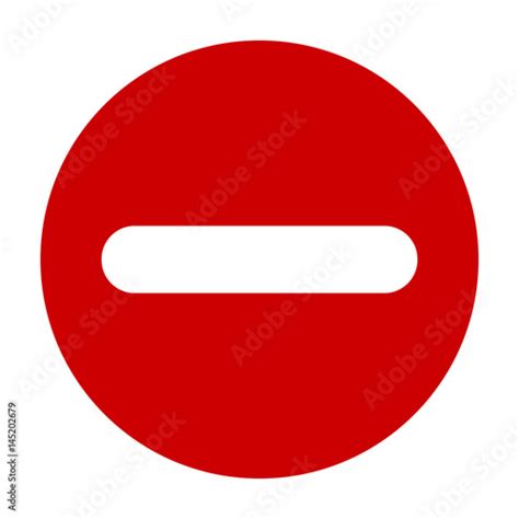 Flat Round Minus Sign Red Icon Button Negative Symbol Isolated On