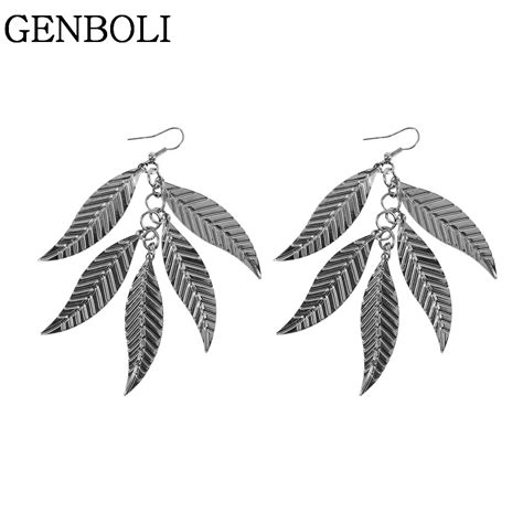 Genboli Trendy Style Women Earrings Multi Layers Super Thin Leaves