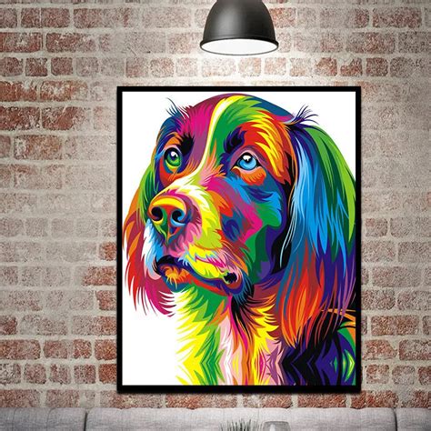 Abstract Cool Dog Color Wall Art Canvas Prints Pictures Large Size