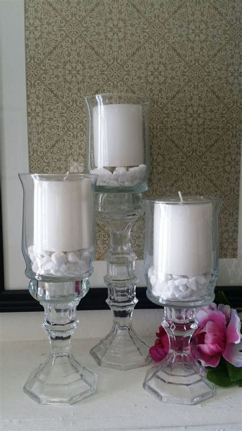 3 Piece Glass Candle Holder Centerpiece Set Etsy Glass Candle
