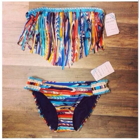 swimwear indian fringe colors bikini fringe bikini summer cute beach underwear aztec