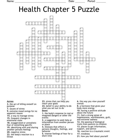 Health Chapter 5 Puzzle Crossword Wordmint