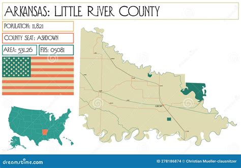 Map Of Little River County In Arkansas Usa Stock Illustration