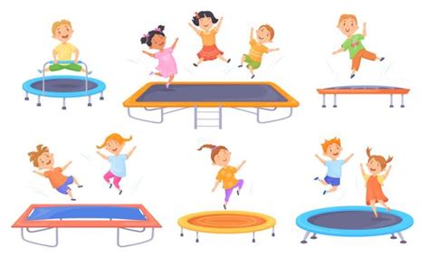 140 Clip Art Of Kid Jumping On Trampoline Illustrations Royalty Free
