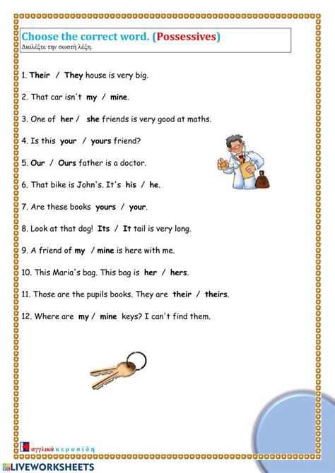Possessives As Interactive Worksheet Possessives Grammar Online English As A Second