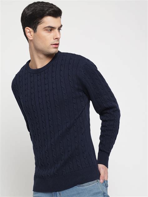 Navy Blue Cable Knit Sweater Prime Porter
