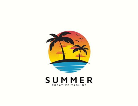 Summer Beach Sunset Logo Design 7946282 Vector Art At Vecteezy